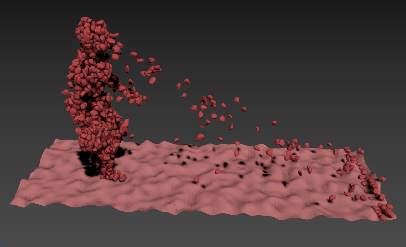 Stone Man Walk and Fall Animation 3D model_4