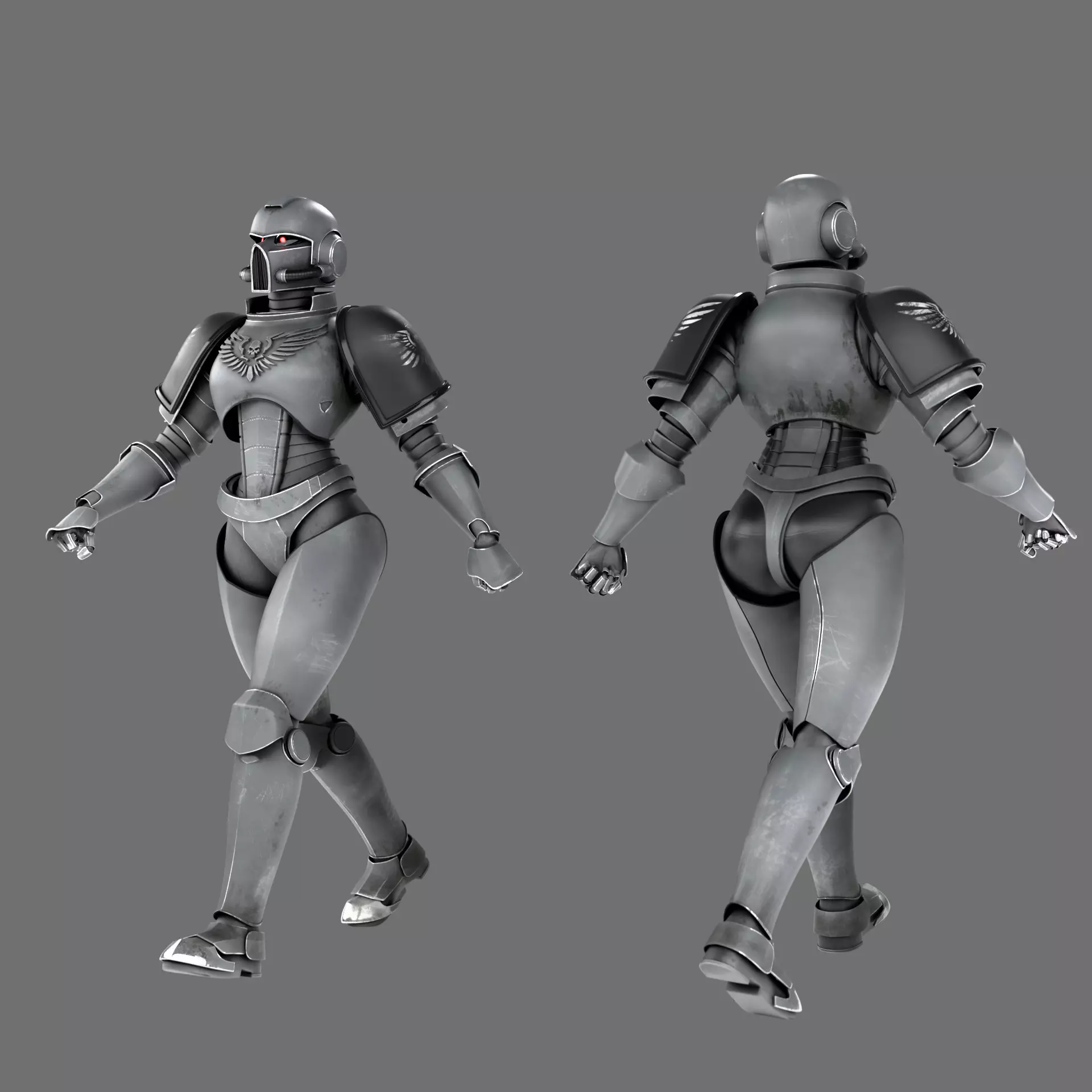 Scifi Armoured Marine Character Rigged  3D model_0