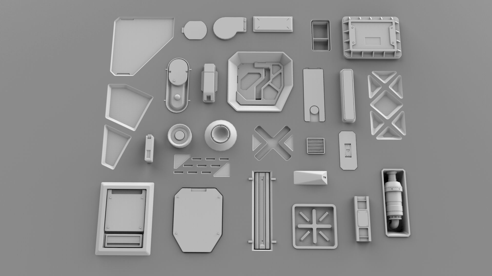 Sci fi trim sheets 4 3D model_2