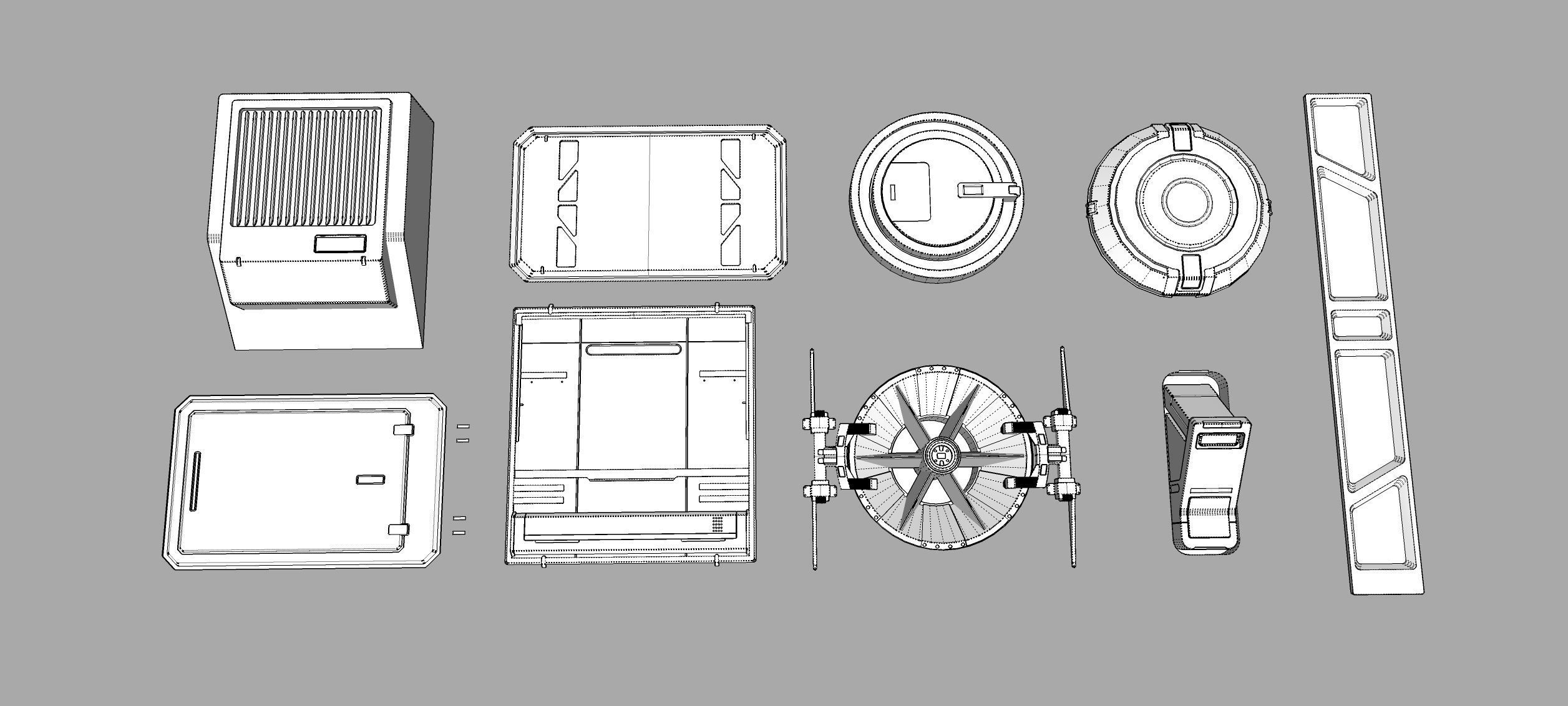 Sci fi trim sheets 4 3D model_24