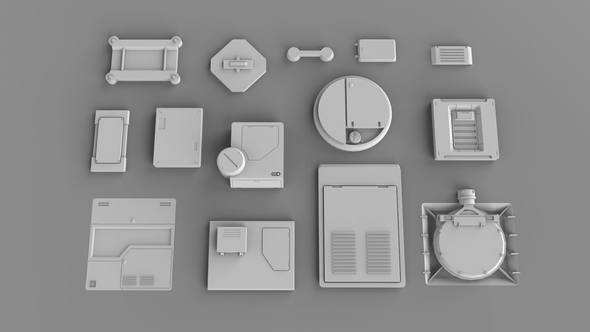 Sci fi trim sheets 4 3D model_5