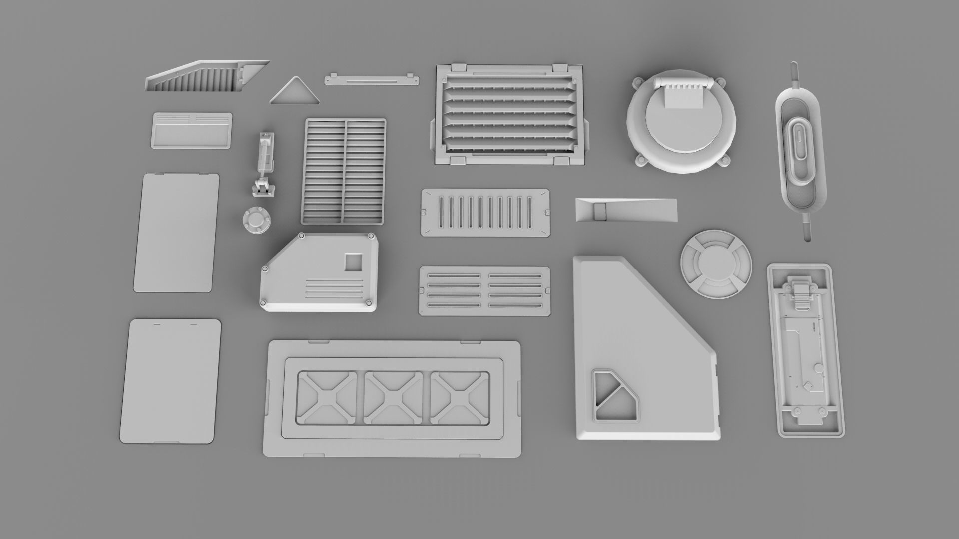 Sci fi trim sheets 4 3D model_9