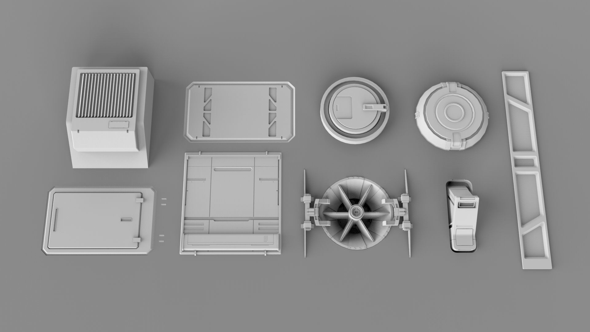 Sci fi trim sheets 4 3D model_12