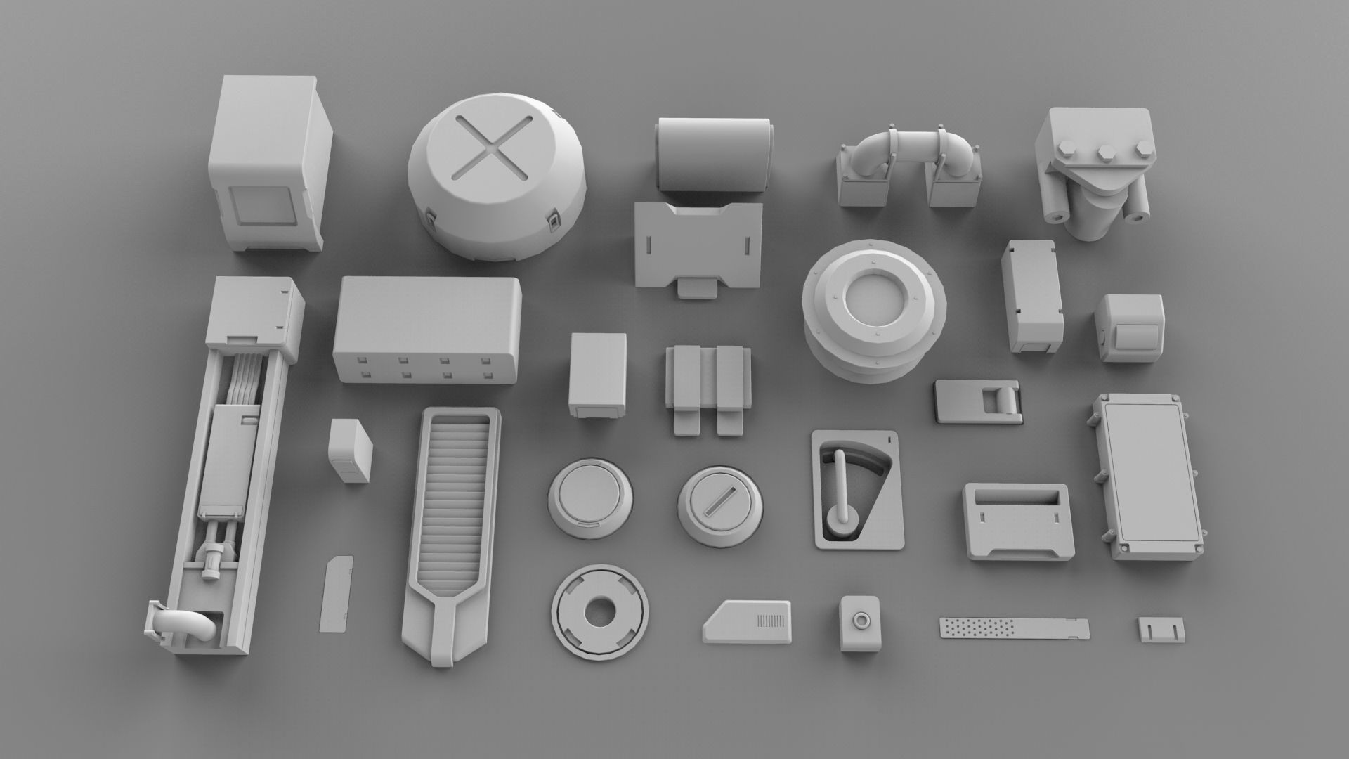 Sci fi trim sheets 4 3D model_1