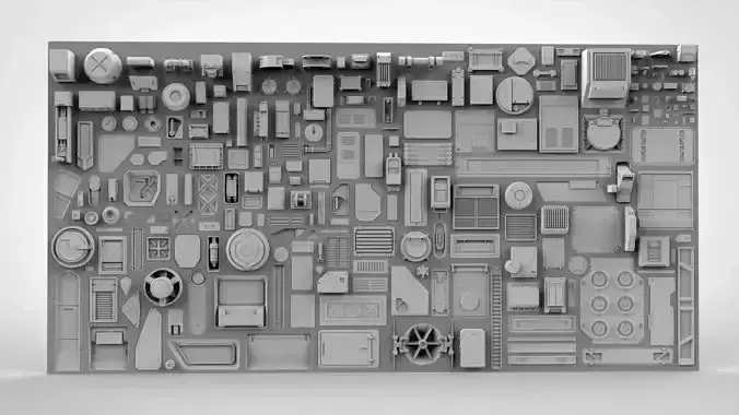 Sci fi trim sheets 4 3D model