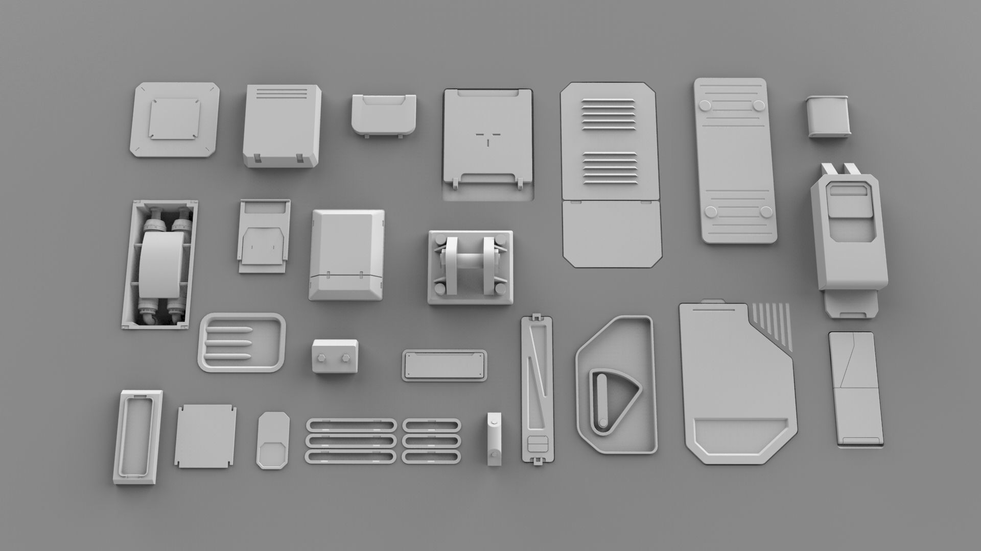 Sci fi trim sheets 4 3D model_3
