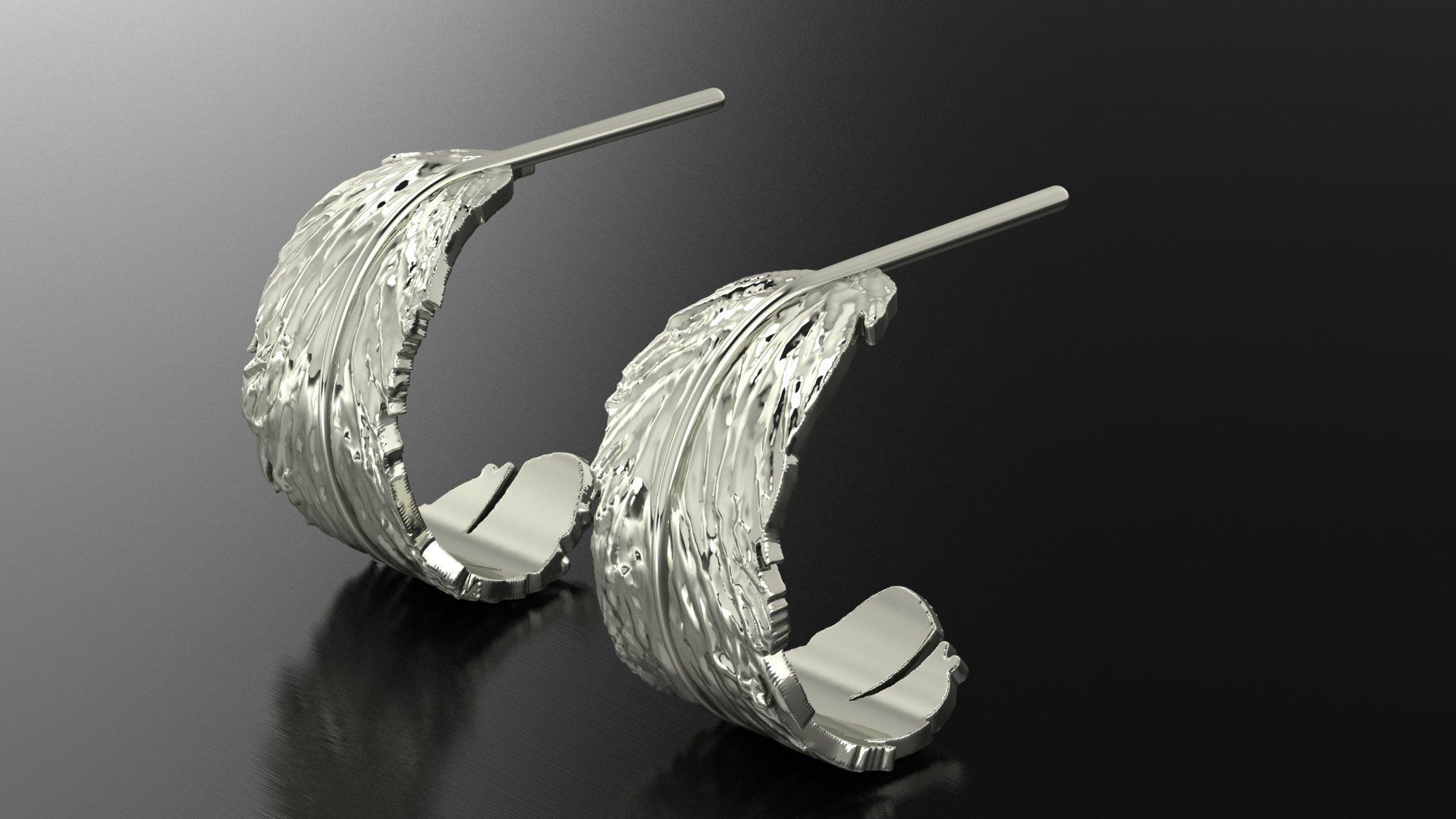 Earrings Feather 3D print model_2