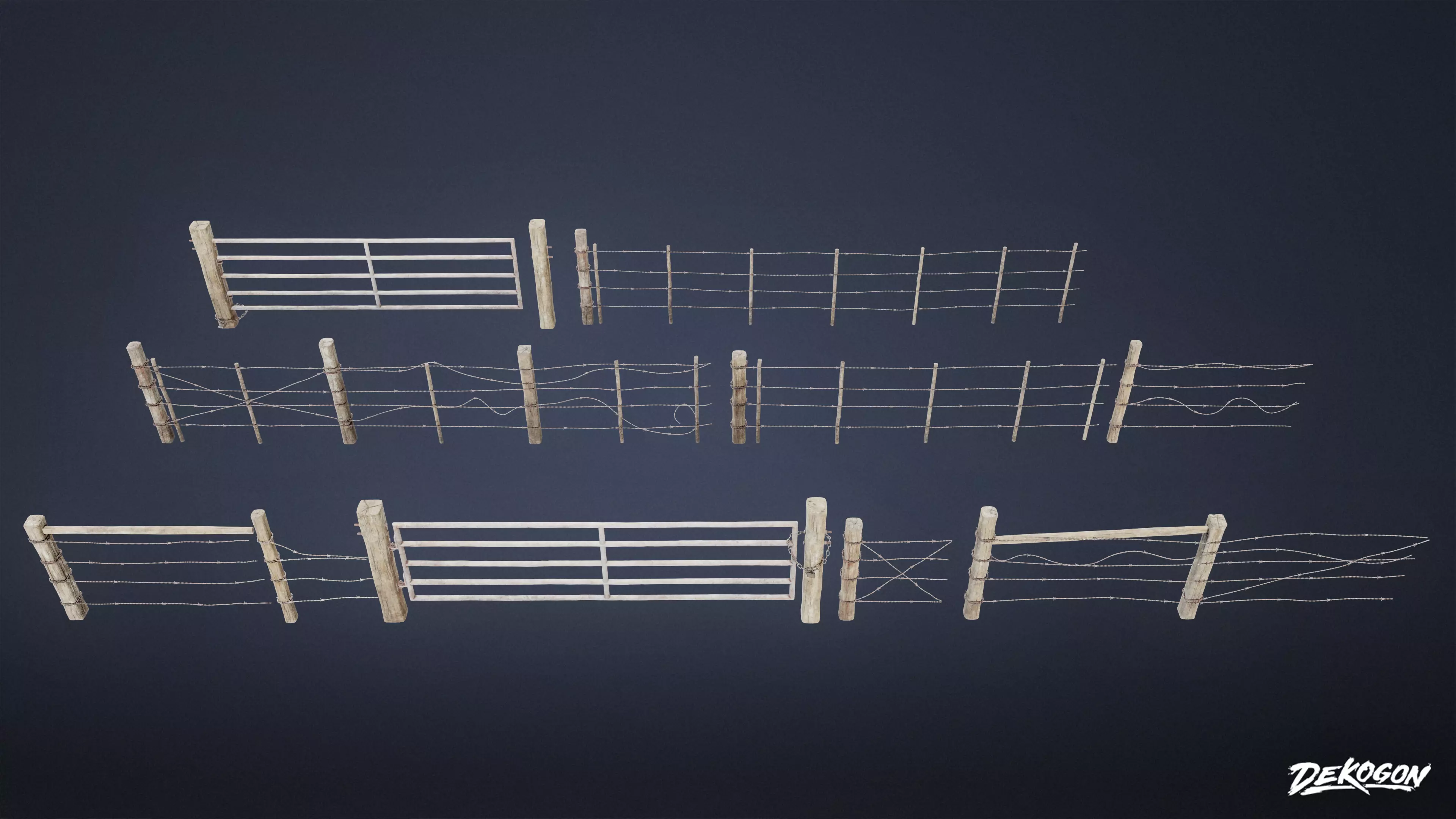 ROADSIDE - Fence Wire Set 01 - LOW POLY AND NANITE Low-poly 3D model_0