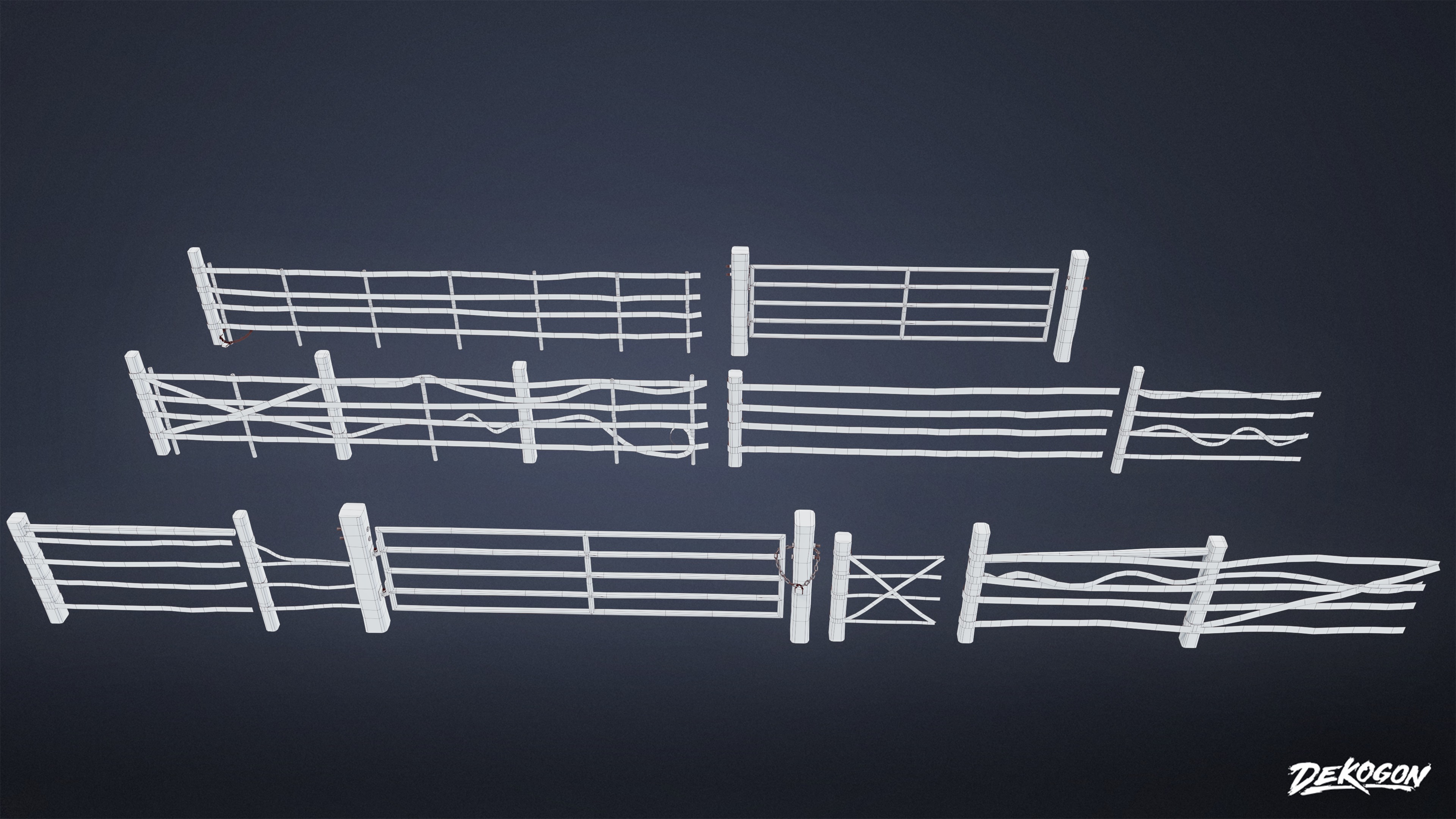 ROADSIDE - Fence Wire Set 01 - LOW POLY AND NANITE Low-poly 3D model_9