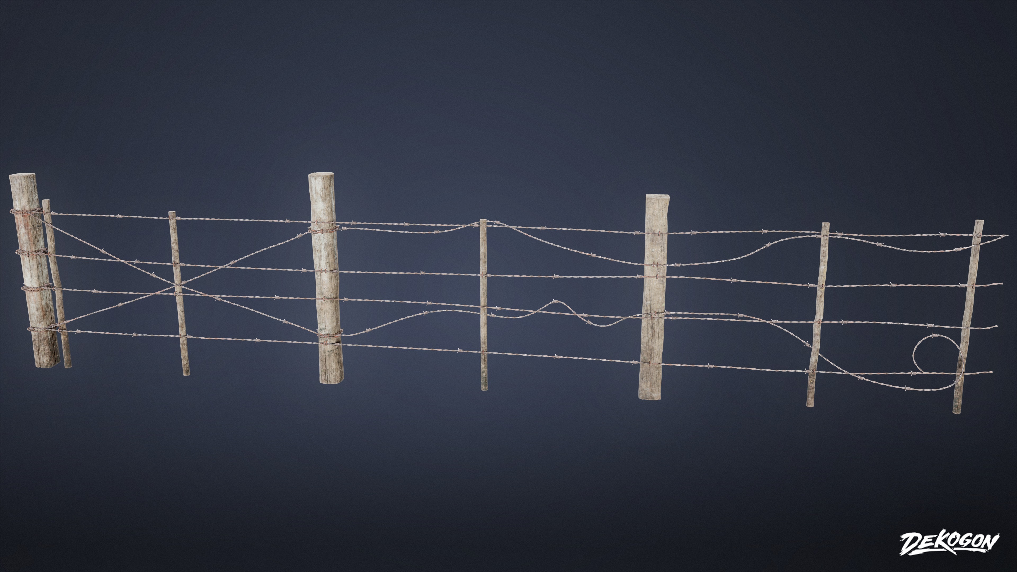 ROADSIDE - Fence Wire Set 01 - LOW POLY AND NANITE Low-poly 3D model_6