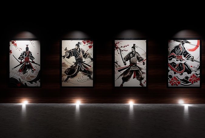 4 Old Japan Samurai  Pictures  3D model