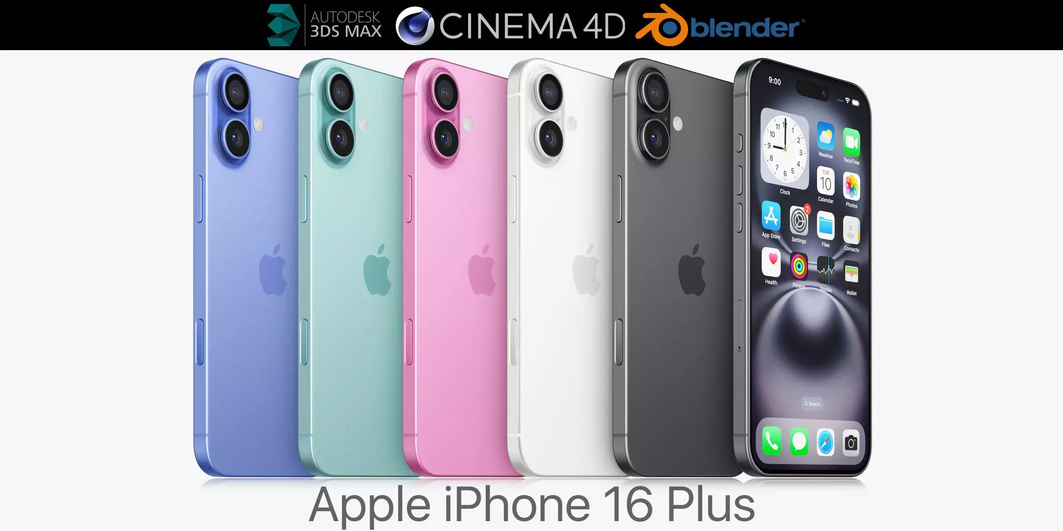 Apple iPhone 16 plus All colors 3D model_0