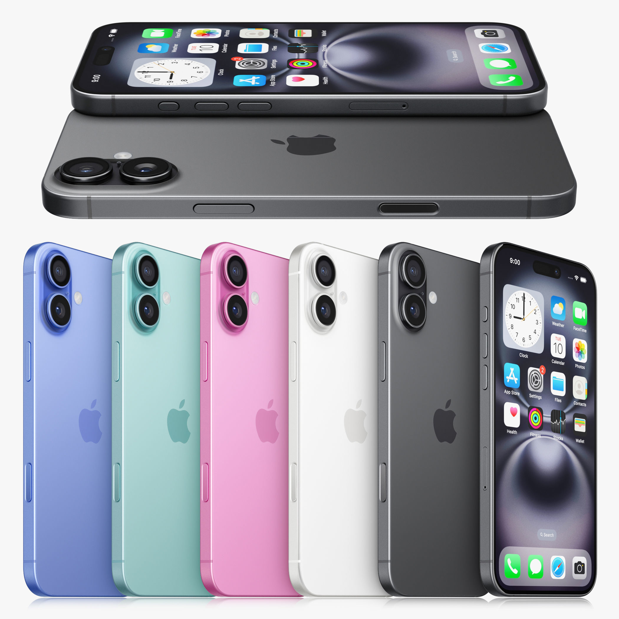 Apple iPhone 16 plus All colors 3D model_1
