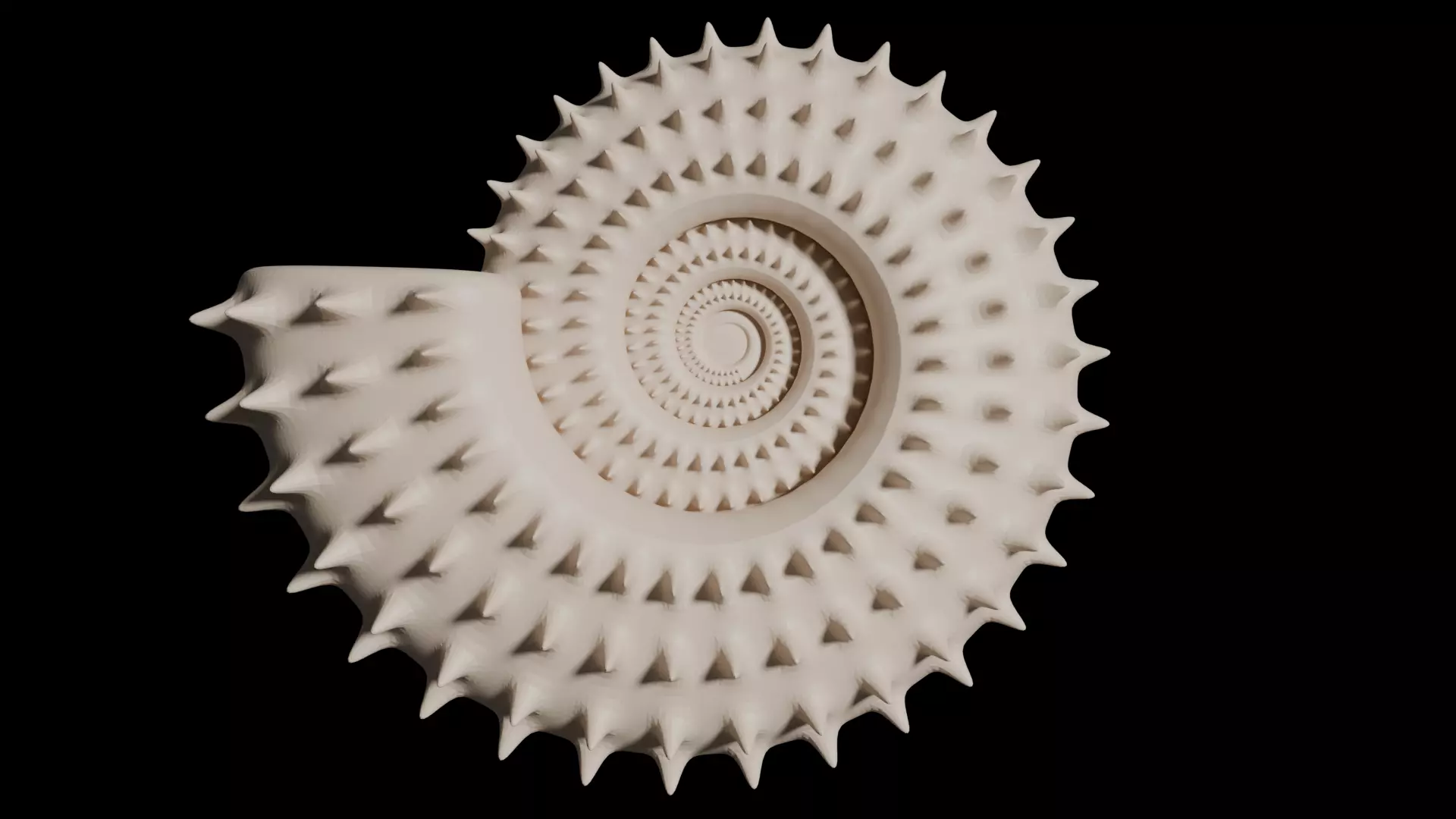 Subevolute Ammonoid shell with spines 3D model