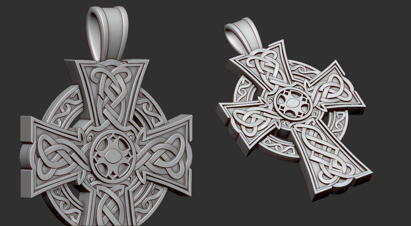 Viking cross pendant STL 3D print model_4