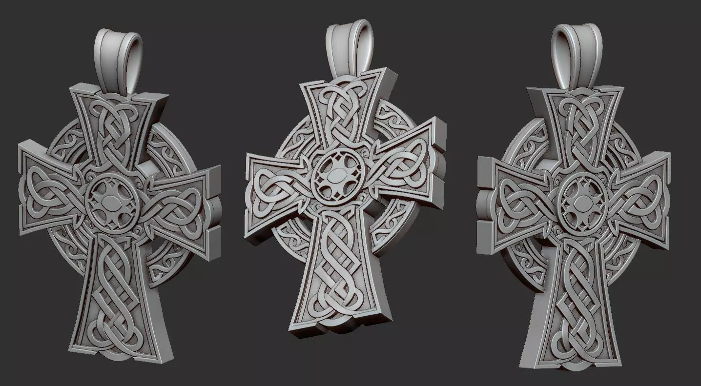 Viking cross pendant STL 3D print model_0