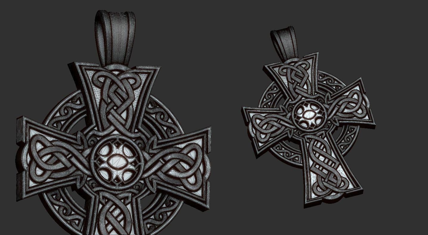 Viking cross pendant STL 3D print model_6