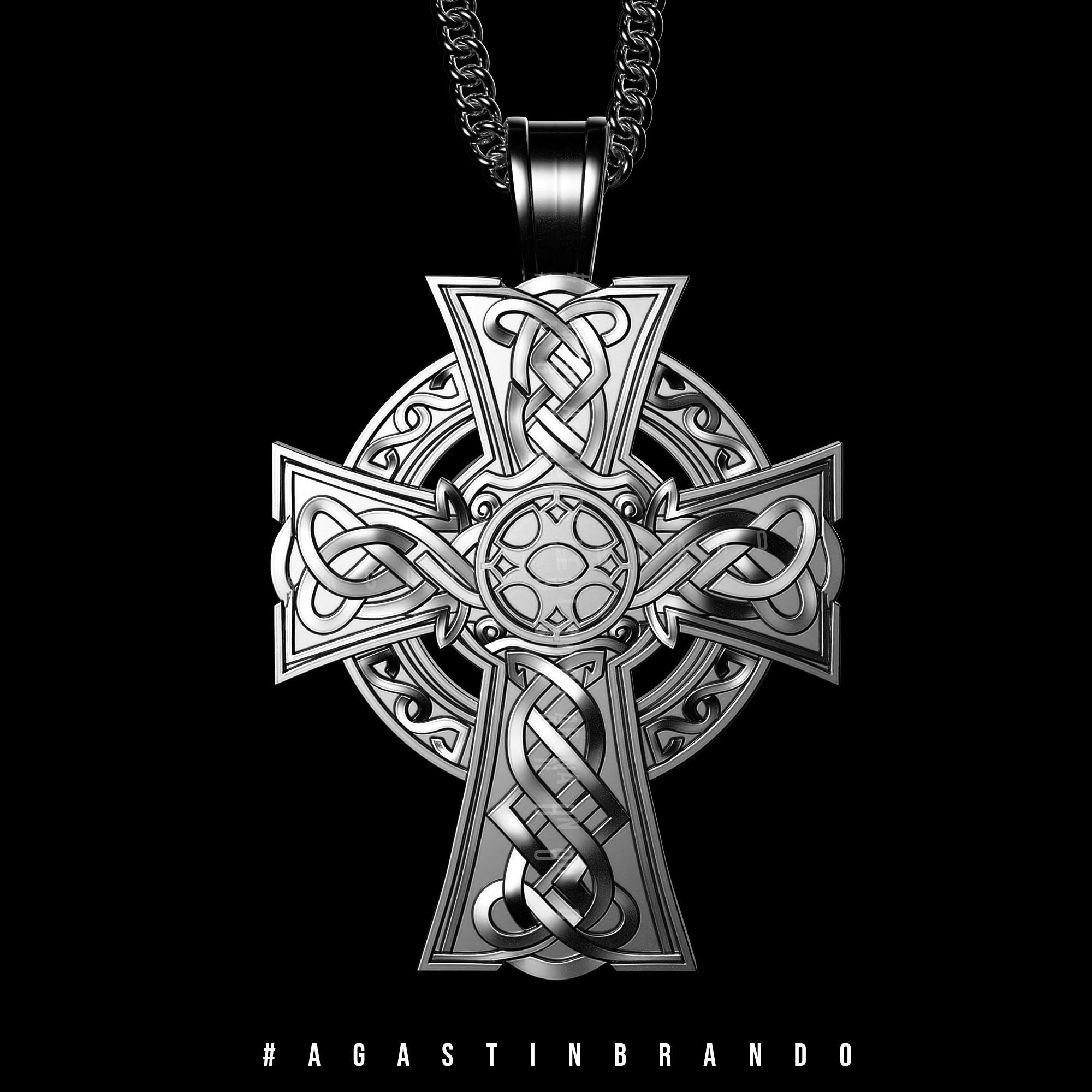 Viking cross pendant STL 3D print model_9