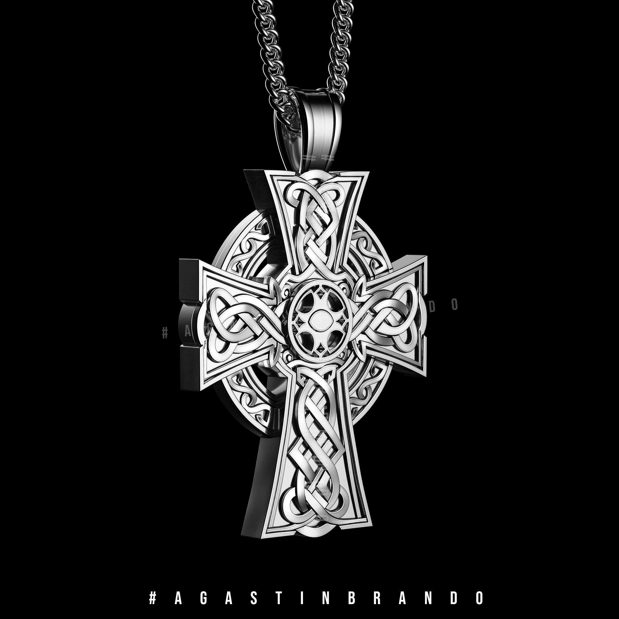 Viking cross pendant STL 3D print model_10