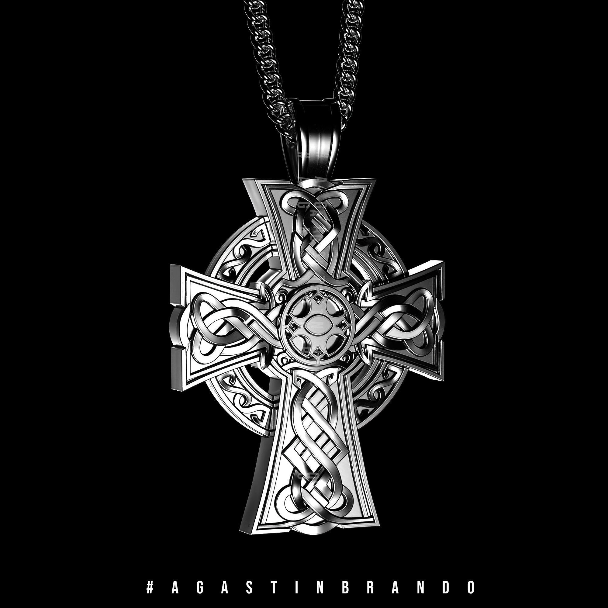 Viking cross pendant STL 3D print model_12
