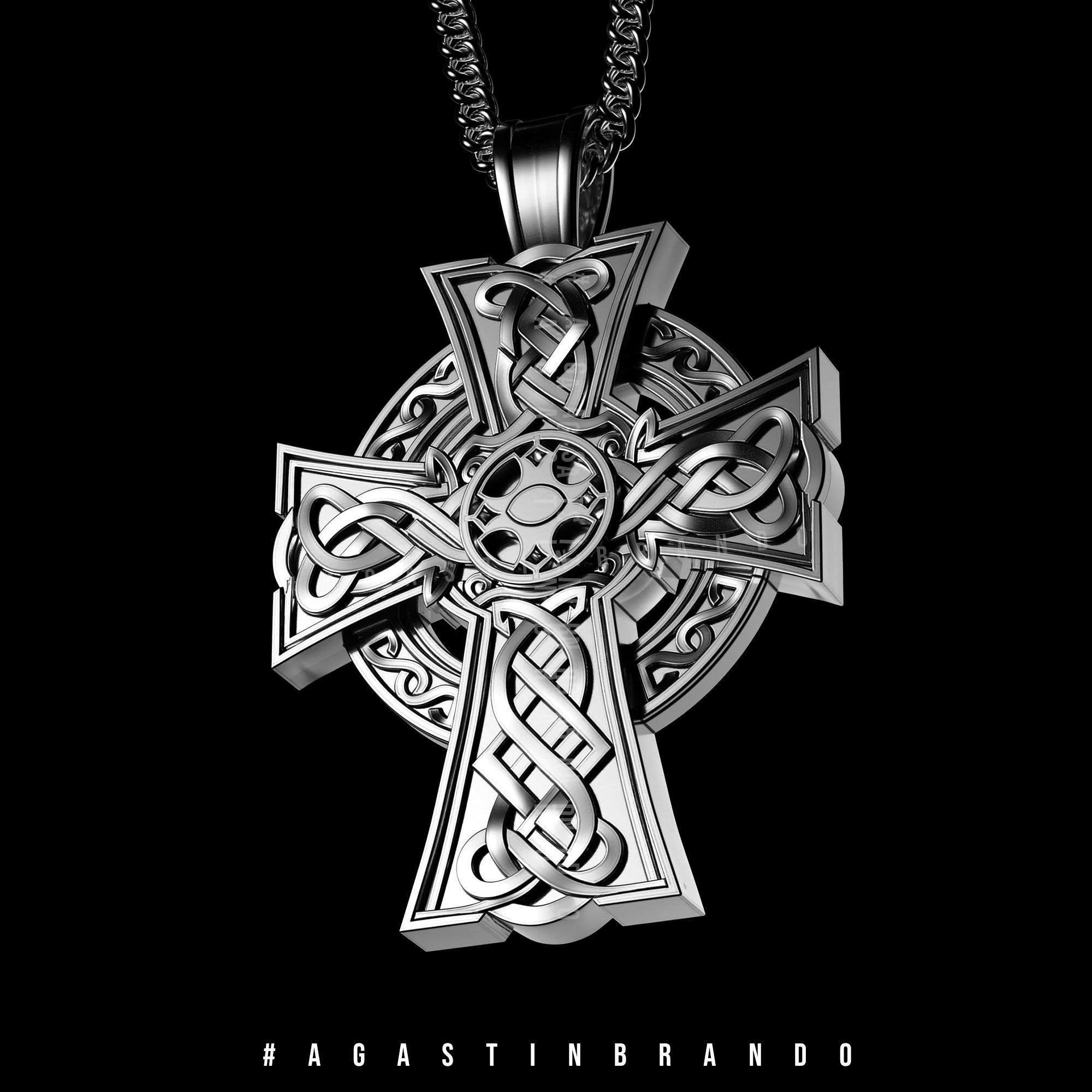 Viking cross pendant STL 3D print model_13