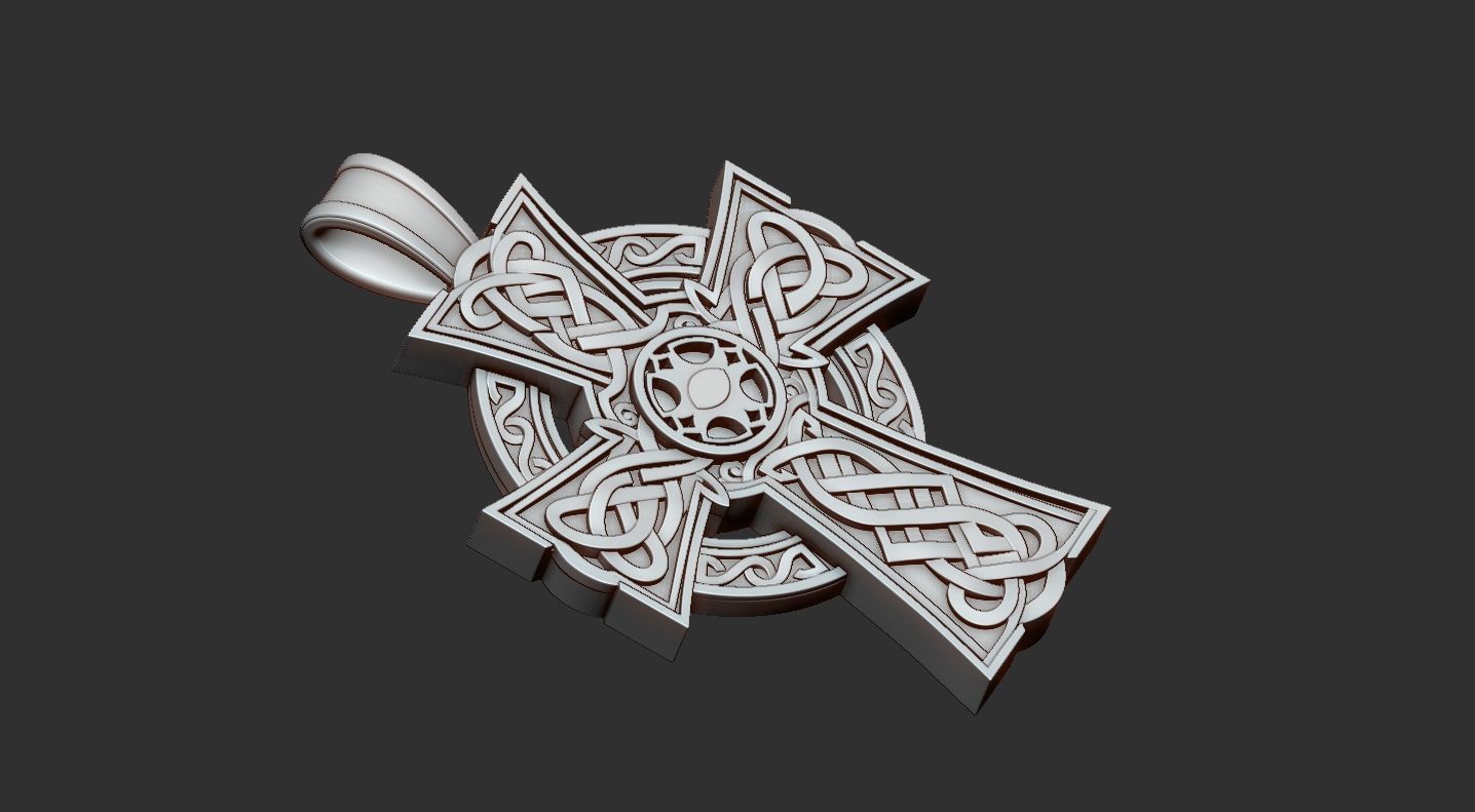 Viking cross pendant STL 3D print model_7