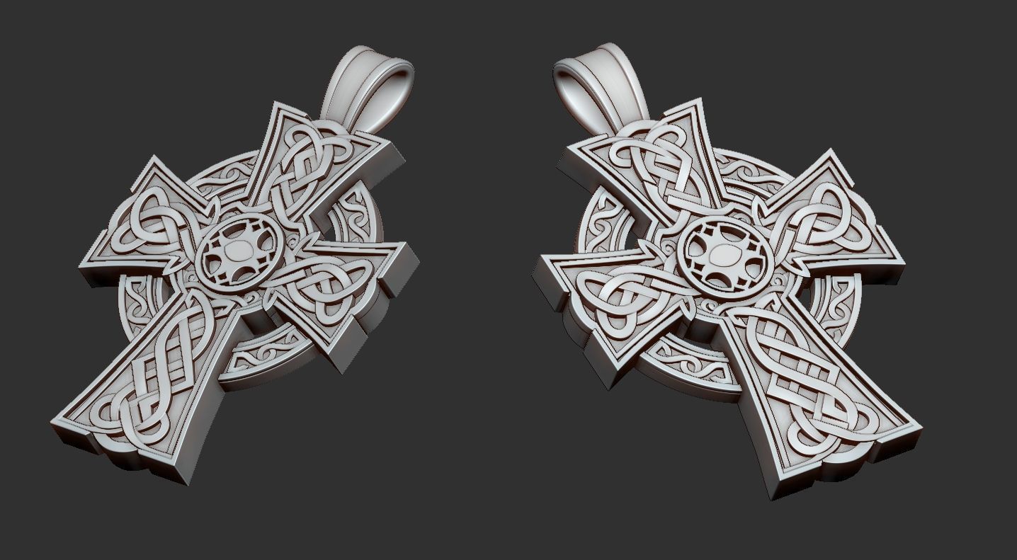 Viking cross pendant STL 3D print model_5
