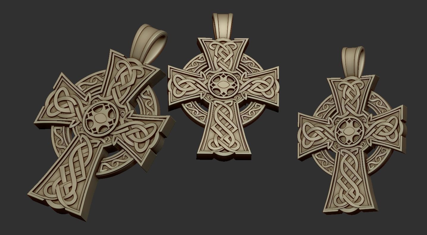 Viking cross pendant STL 3D print model_1