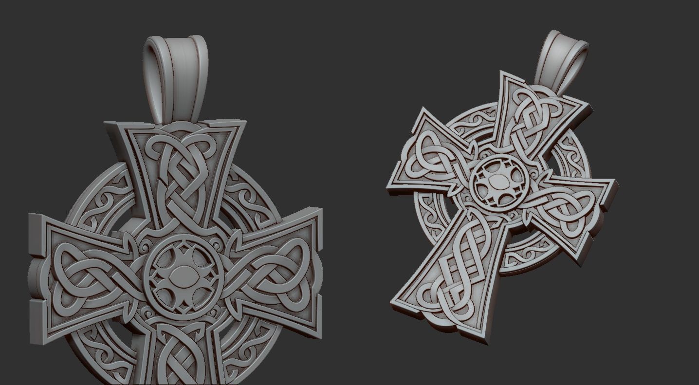 Viking cross pendant STL 3D print model_2