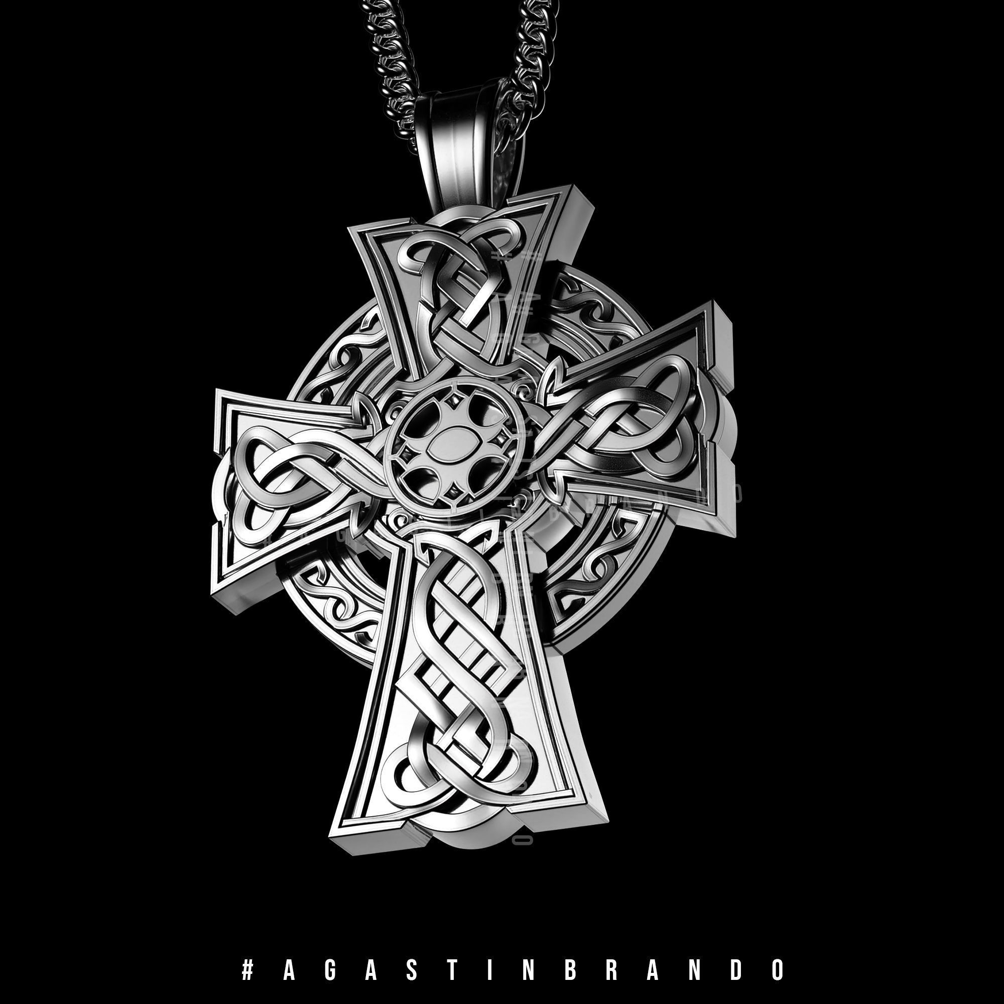 Viking cross pendant STL 3D print model_8