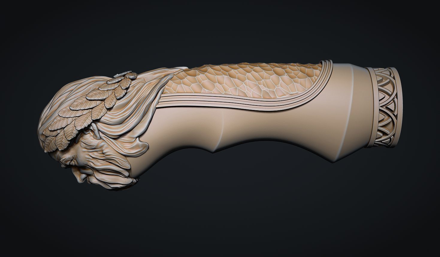Zeus Head Knife Handle 3D print model_11
