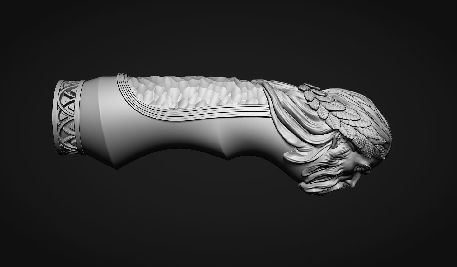 Zeus Head Knife Handle 3D print model_2