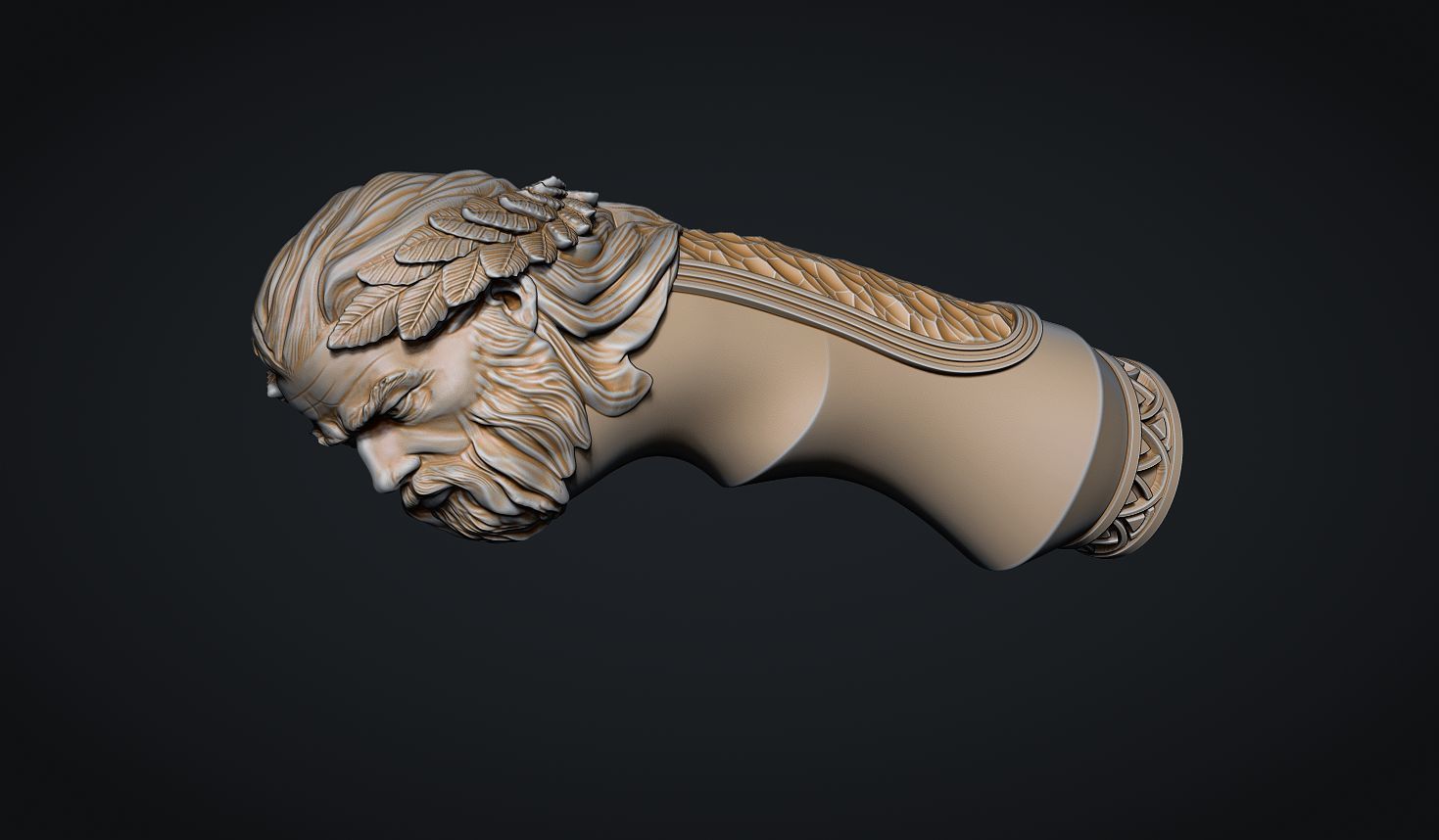 Zeus Head Knife Handle 3D print model_12