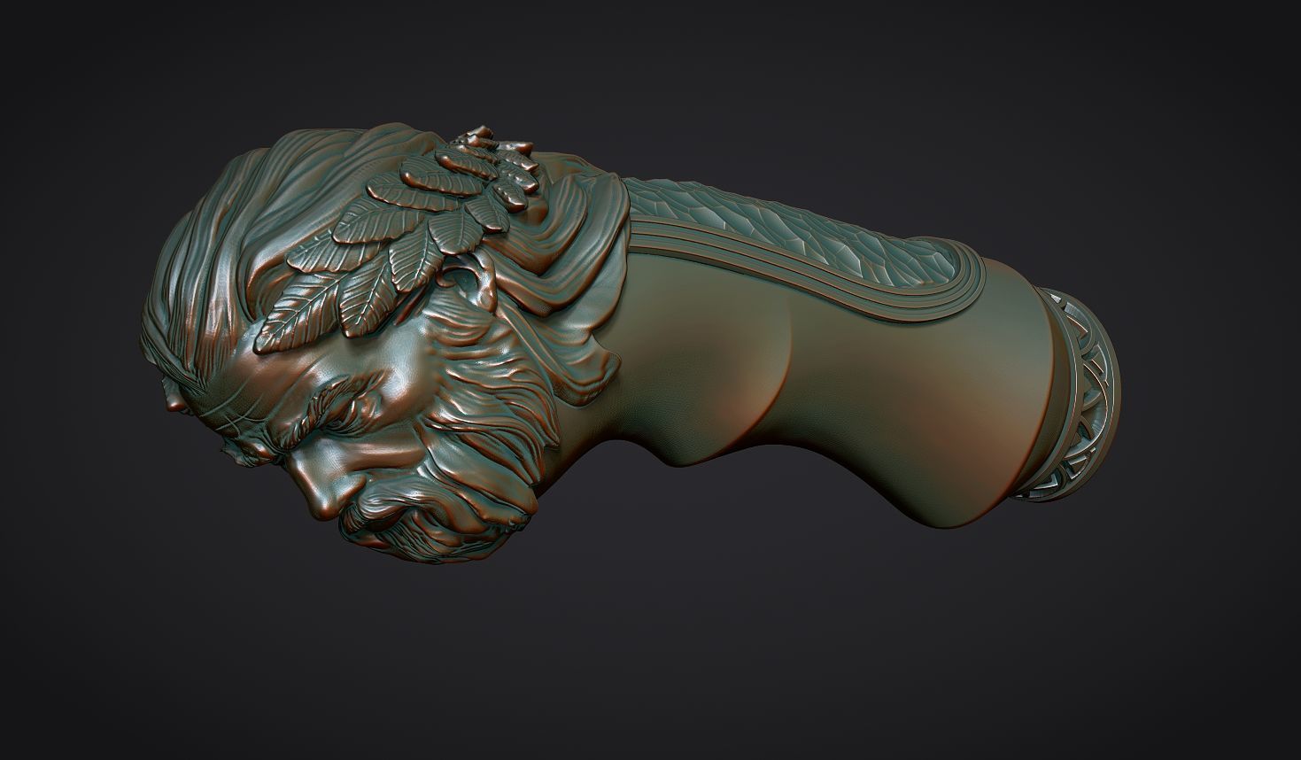 Zeus Head Knife Handle 3D print model_14