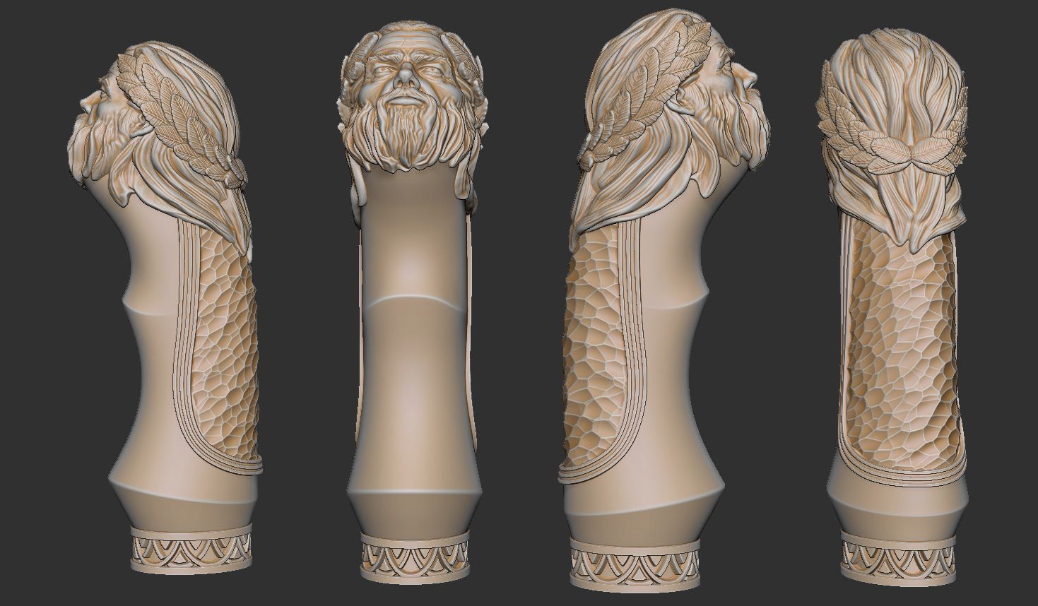 Zeus Head Knife Handle 3D print model_9