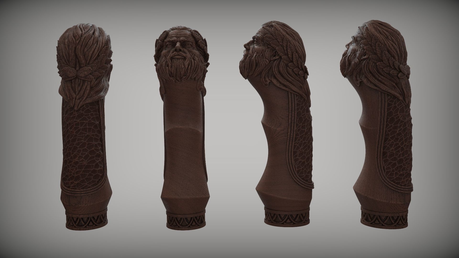 Zeus Head Knife Handle 3D print model_8