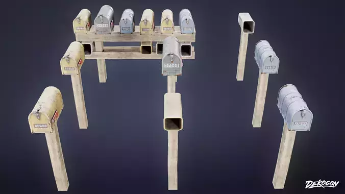 ROADSIDE - Mailbox Set 02 - LOW POLY AND NANITE