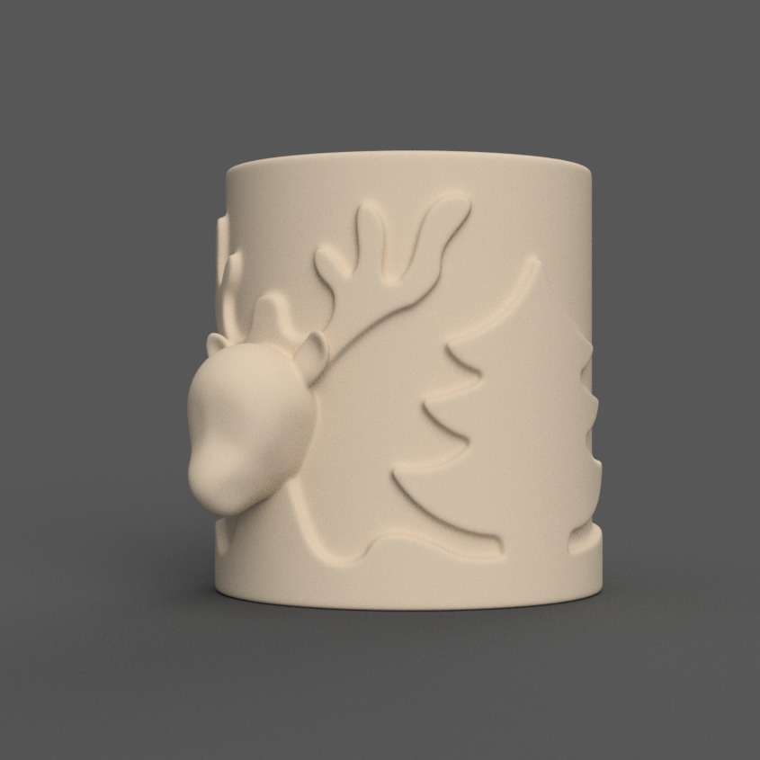 Candle Holder with Christmas deer and a Christmas tree 003 3D print model_2