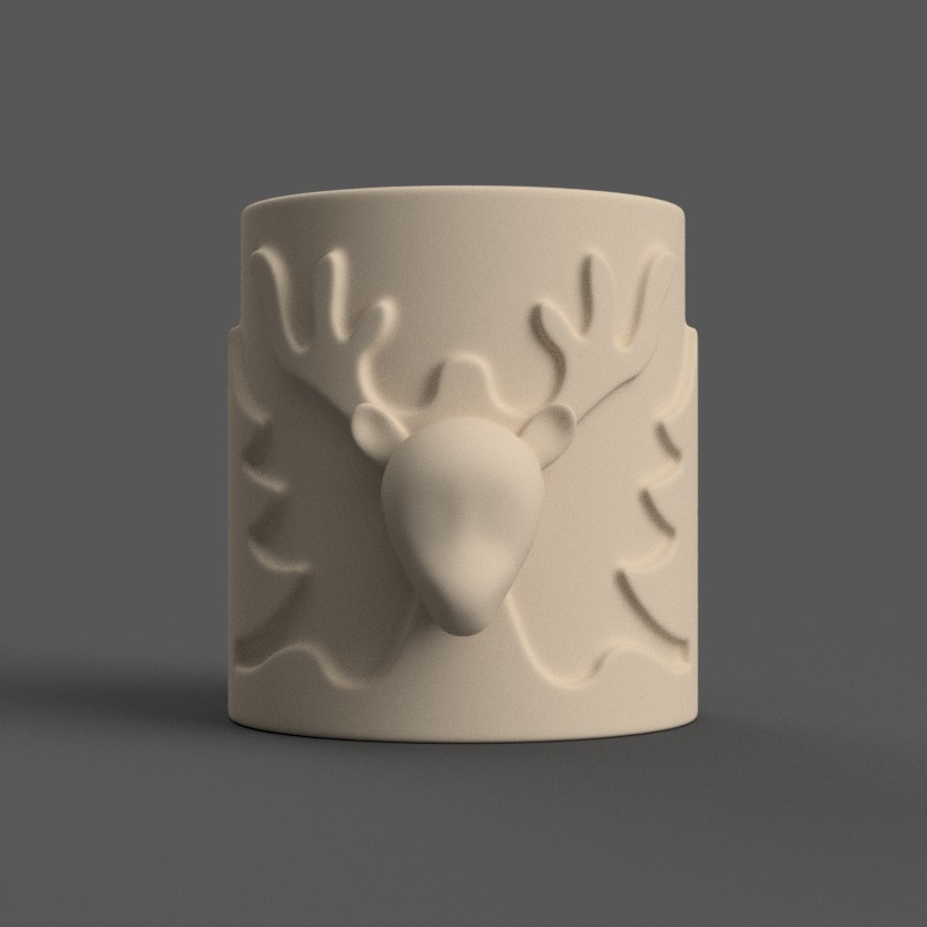 Candle Holder with Christmas deer and a Christmas tree 003 3D print model_1