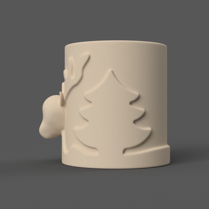 Candle Holder with Christmas deer and a Christmas tree 003 3D print model_3