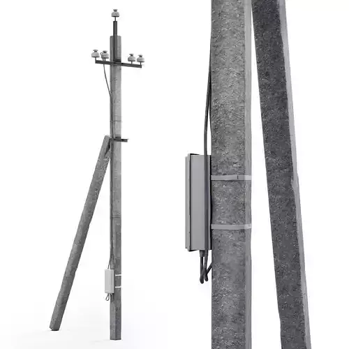 Concrete power line pole - 3 3D model