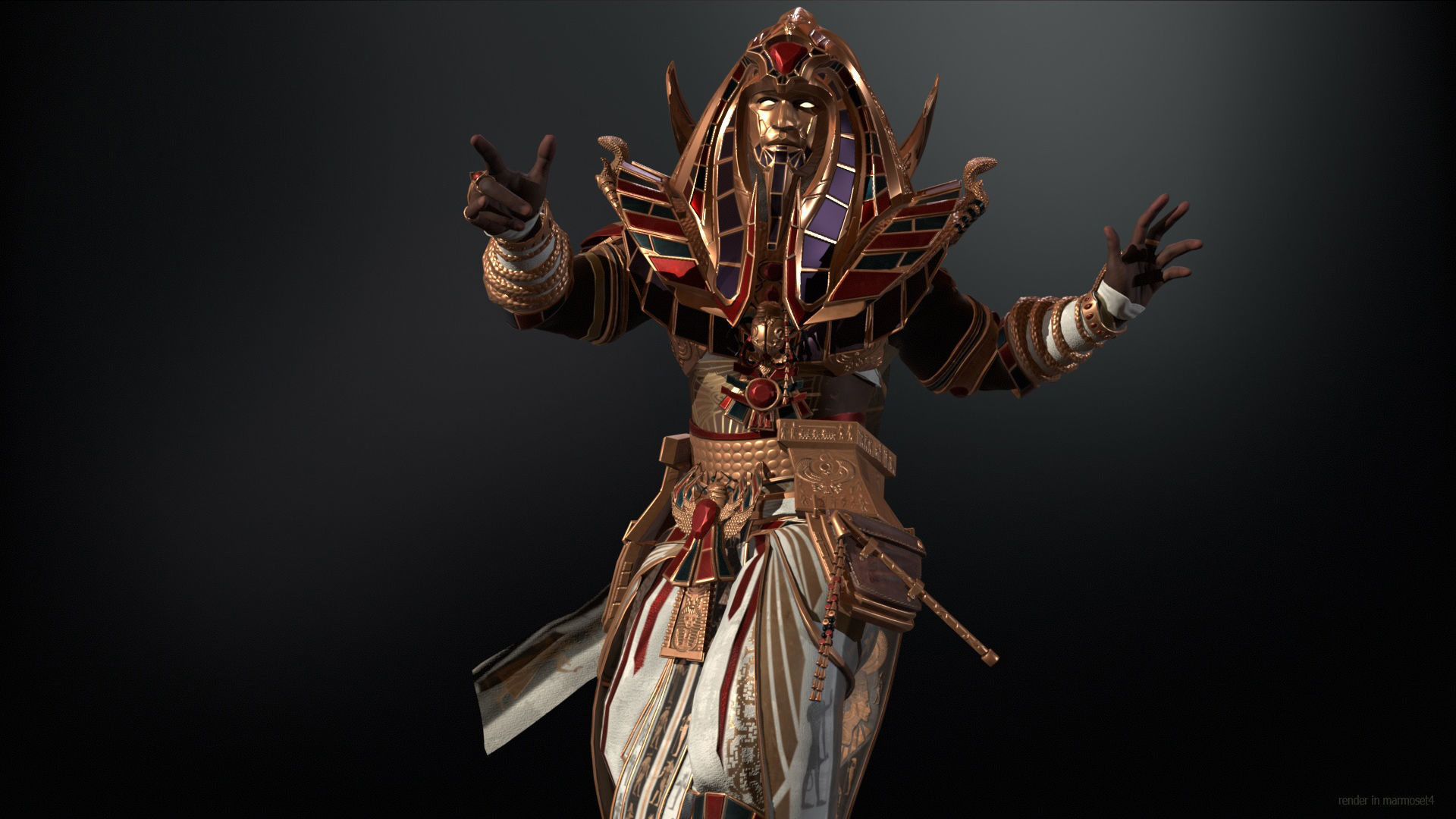 Pharaon Low-poly 3D model_4