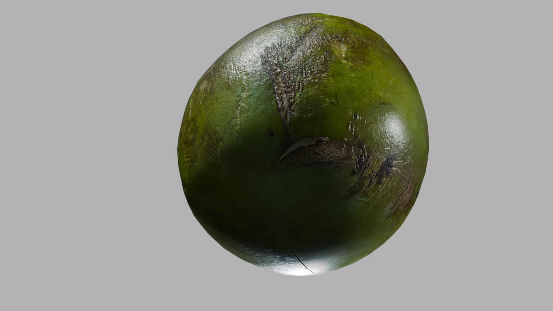 Realistic Green Tropical Coconut 4k 3D model_8