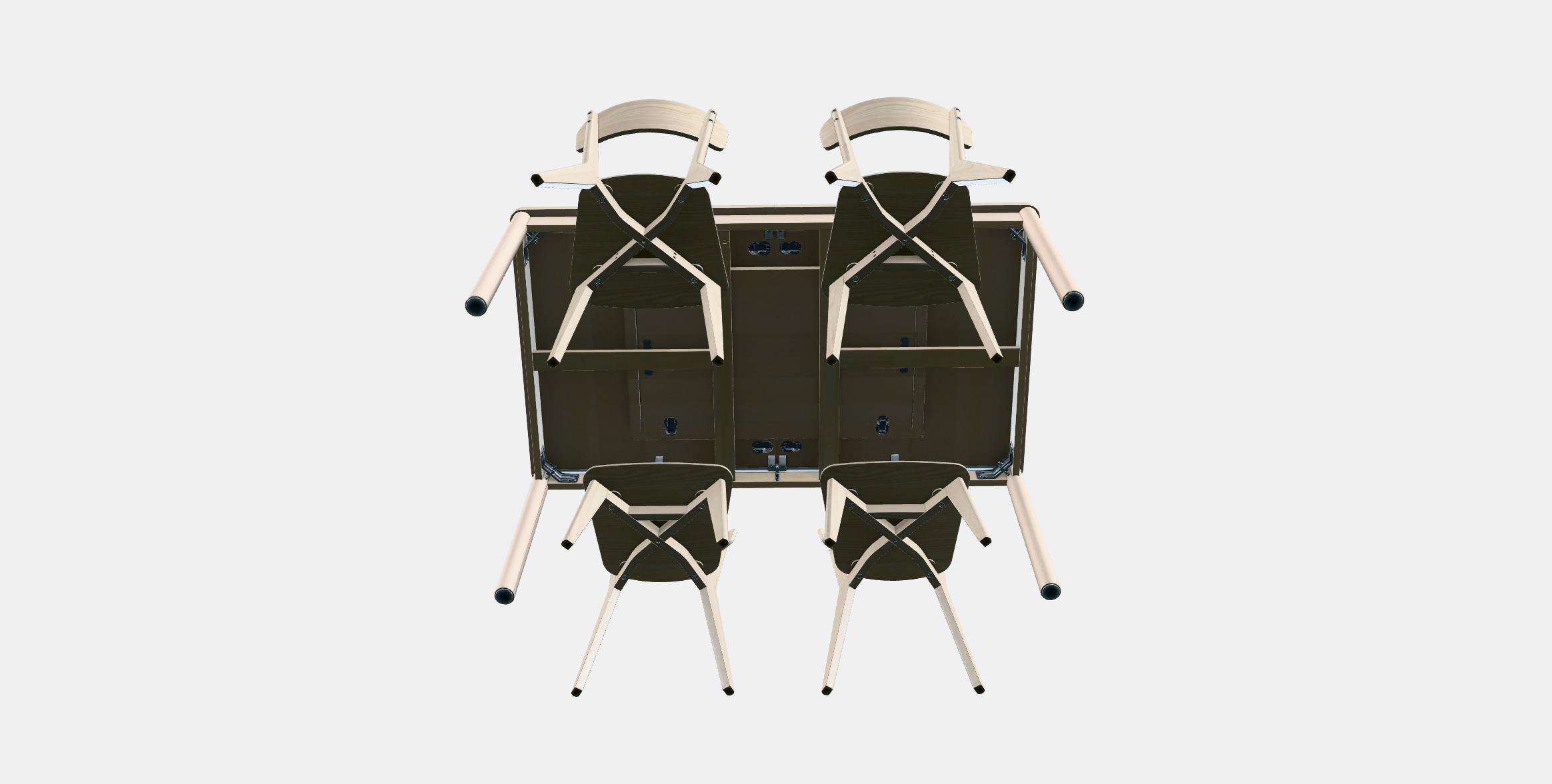 RONNINGE - LISABO Table and 4 chairs Low-poly 3D model_5