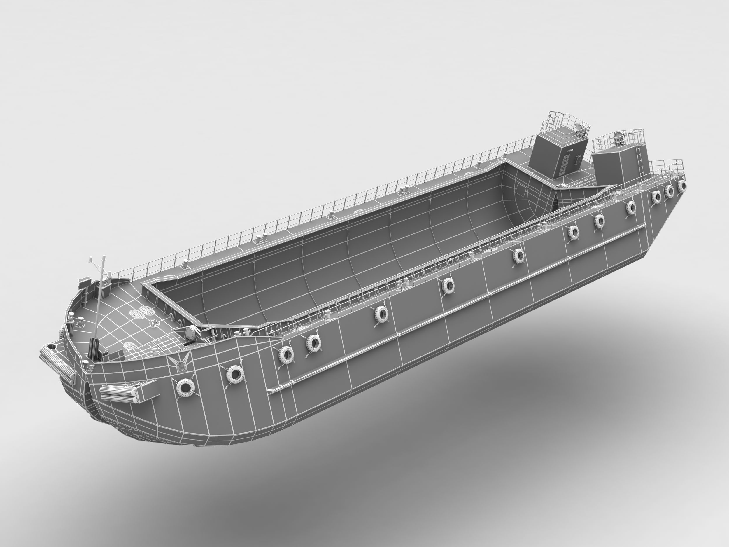 Split Hopper Barge 3D model_12