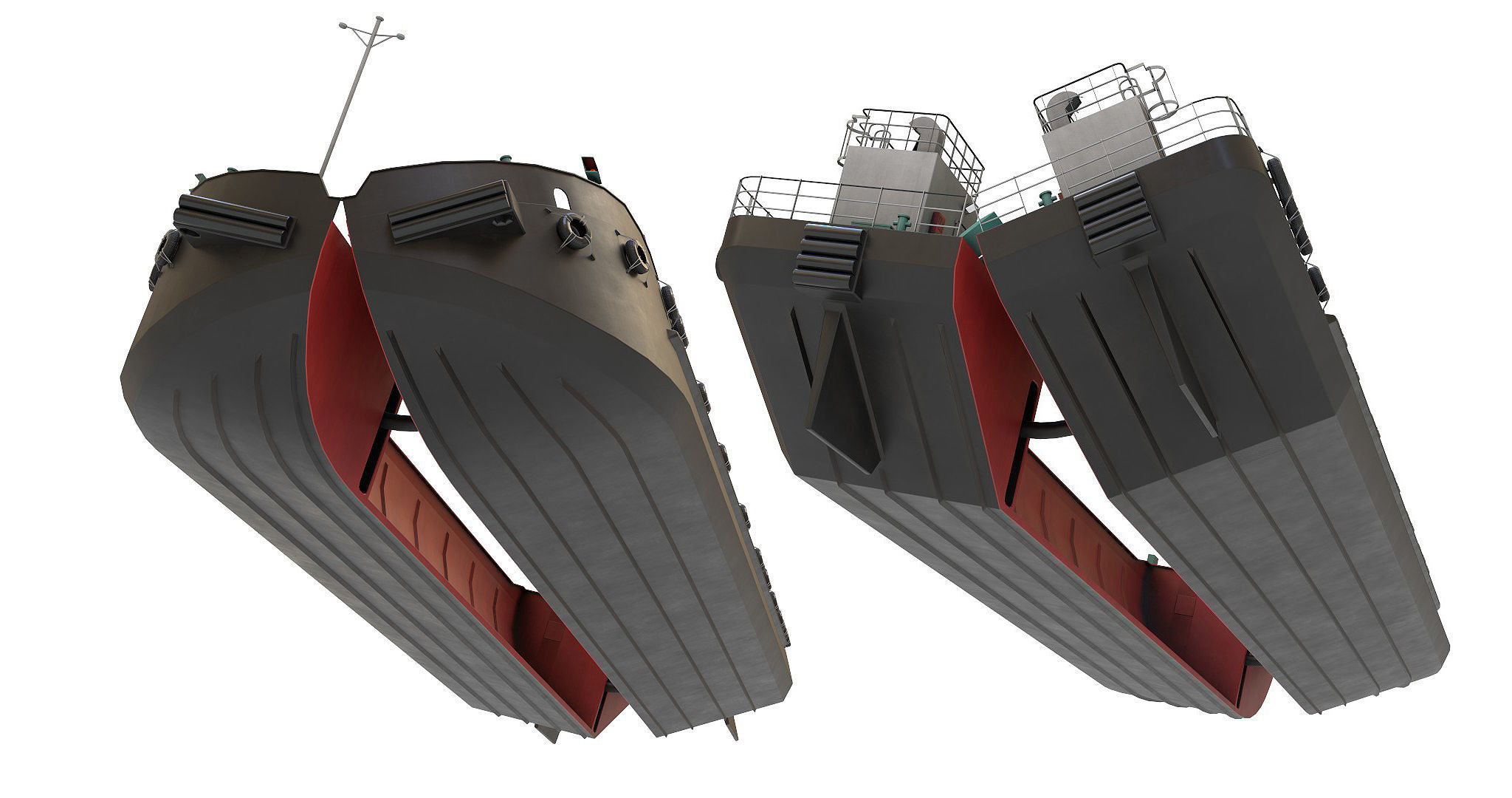 Split Hopper Barge 3D model_1