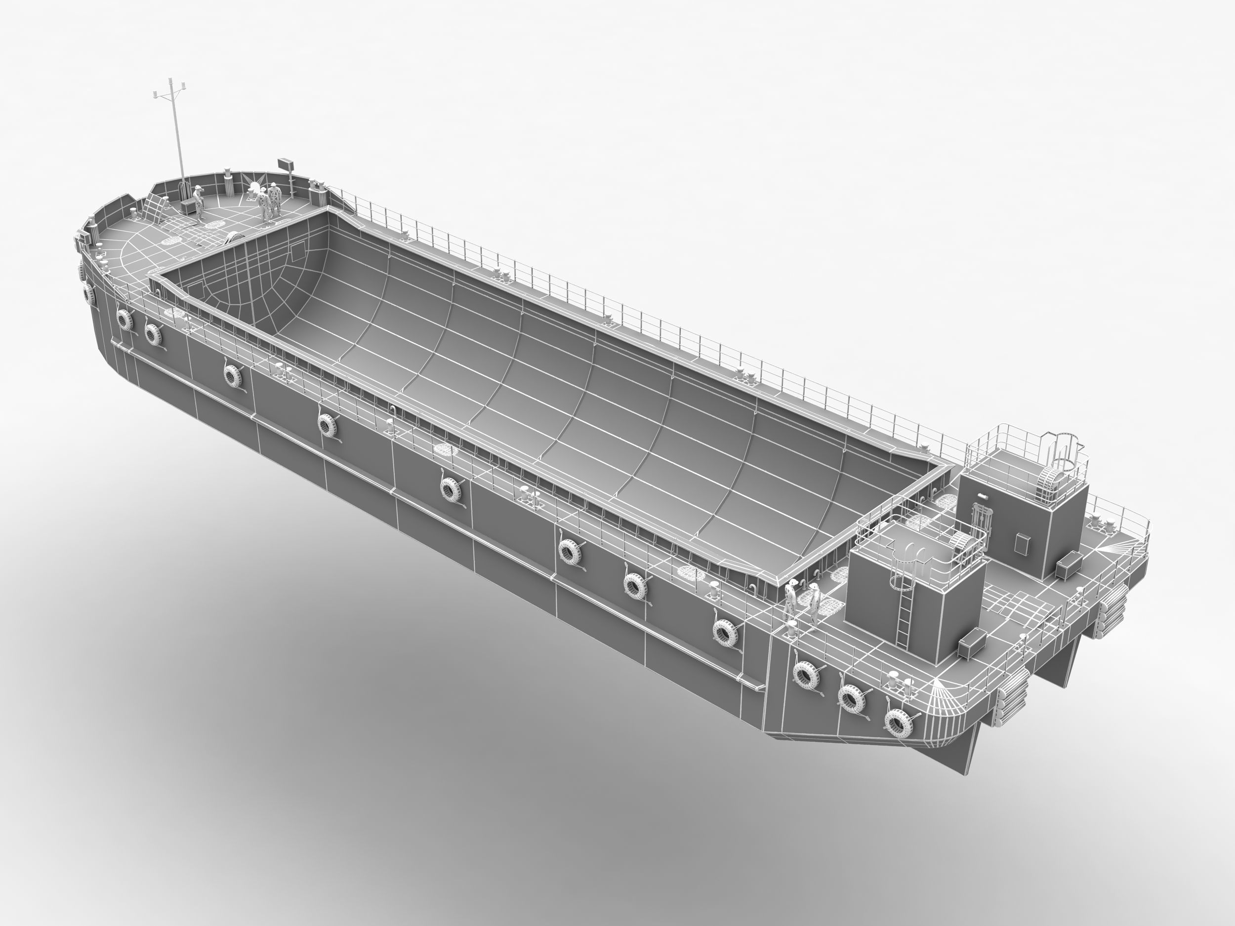 Split Hopper Barge 3D model_14
