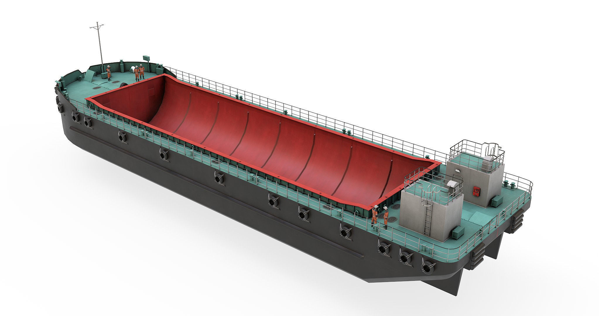 Split Hopper Barge 3D model_6