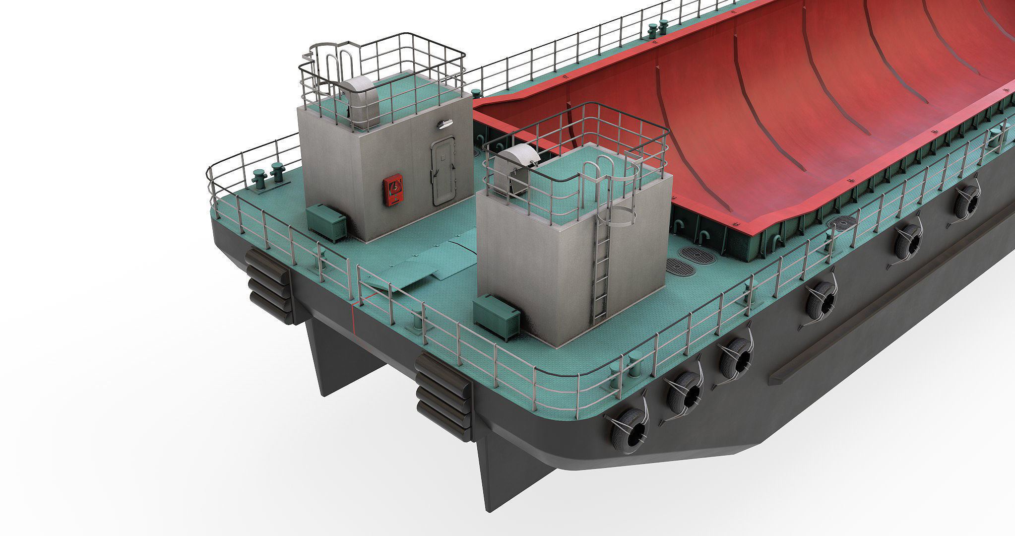 Split Hopper Barge 3D model_3