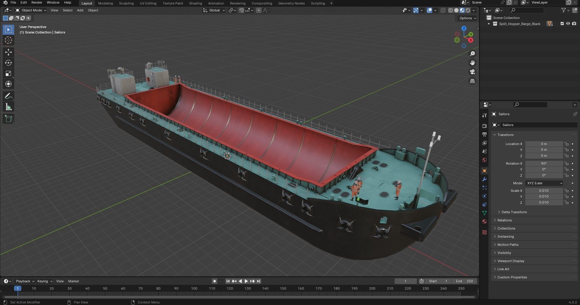 Split Hopper Barge 3D model_15
